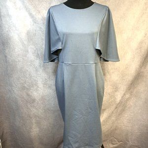 GRACE KARIN Women 3/4 Ruffle Sleeve Slim Fit Business Pencil Dress in Beja Blue